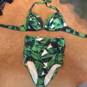 Green print bathing suit. Never worn